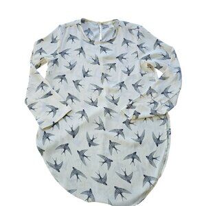 H&M Swallow Bird Women's Tunic top long sleeved crew neck size 10